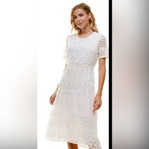 Women's Luxology Short Sleeve Patterned Midi Dress